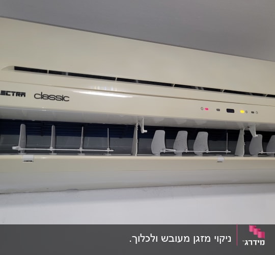 יחידת מיזוג אוויר עם תריסים פתוחים ותצוגת נורות